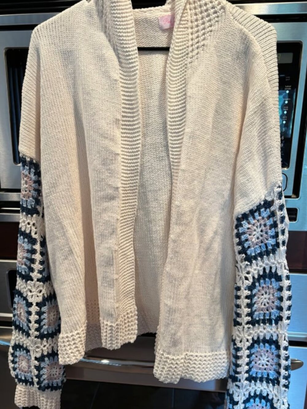 Pink Lily Crocheted Hooded Cardigan- XL